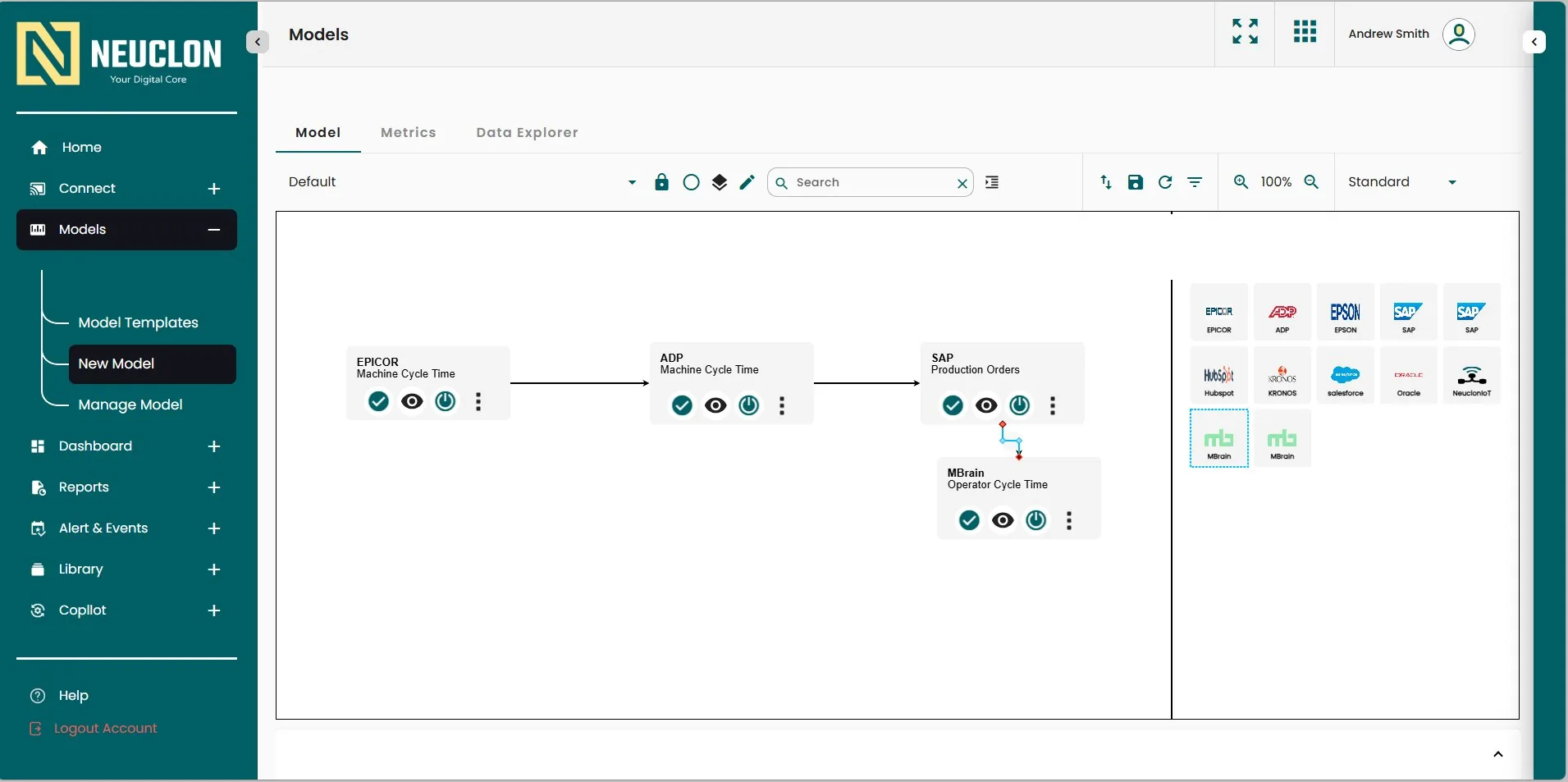 Neuclon Model builder screen