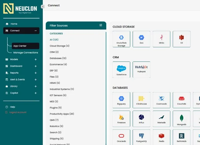 Neuclon App Center screen